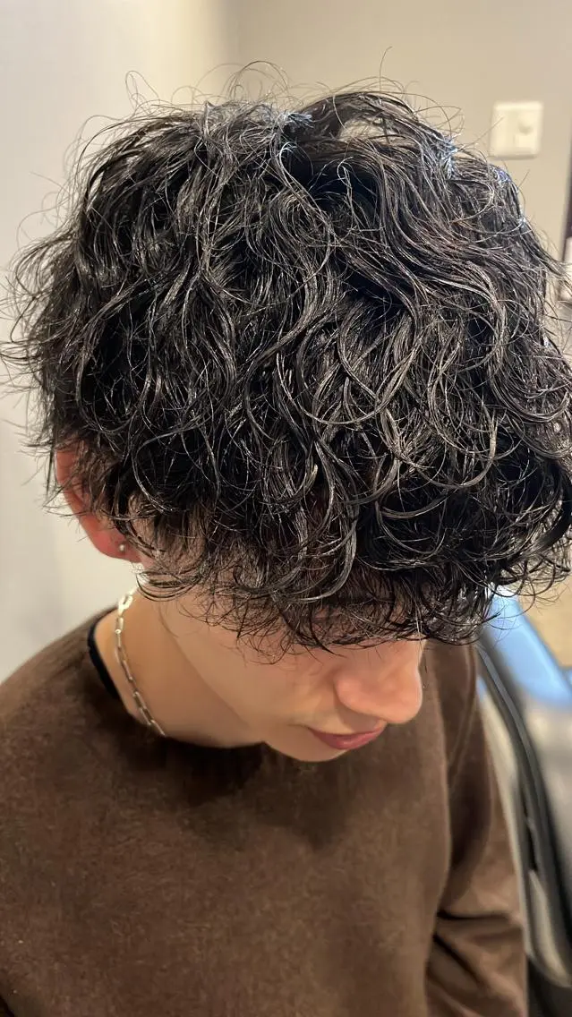 ミディアム メンズ ミディアムパーマ メンズパーマ RELATION ／メンズ／バーバーのヘアスタイル