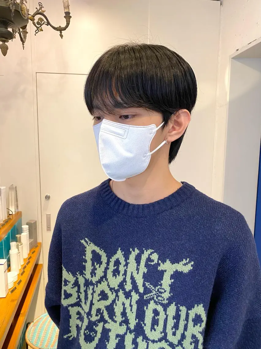 ショート メンズ マッシュ シースルーバング カット トリートメント JINKIメンズ特化 メンズカットパーマのヘアスタイル