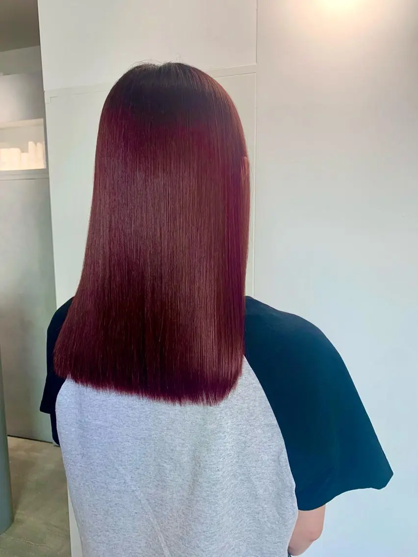 ミディアム カラー ヘアアレンジ ヘアカラー トリートメント 新宿♥ハッシュカット 暖色カラー♥Unaのヘアスタイル