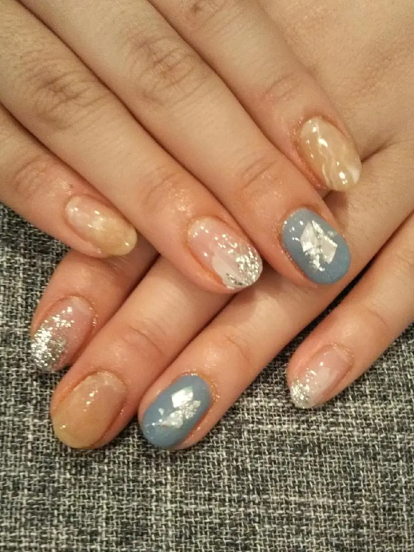 ネイル ブルー ニュアンスネイル ハンドネイル private salon mieのネイルデザイン