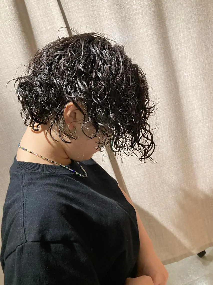 ショート パーマ ボブ スパイラルパーマ カット パーマ トリートメント スキバサミを使わない カット🌼唯🌼のヘアスタイル