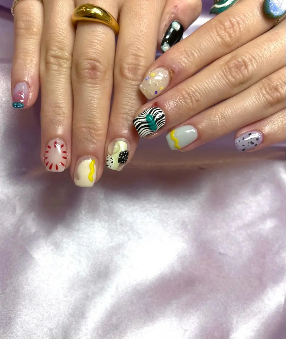 ネイル アニマル柄 ガーリー ハート キラキラネイル ラメ(グリッター) ハンドネイル フットネイル Para Sol nail　Maoのネイルデザイン