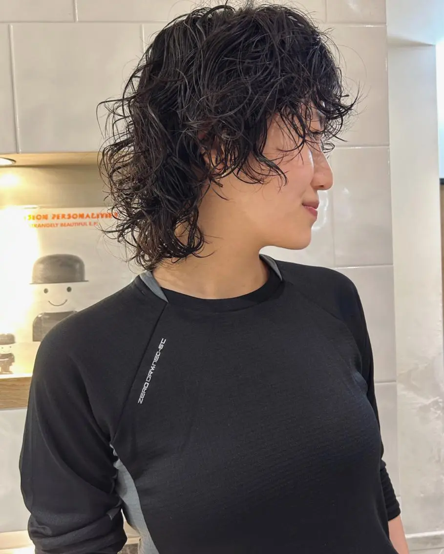 ショート パーマ ショートヘア ウルフカット カット パーマ トリートメント 村上雅人 ナチュラルモードのヘアスタイル