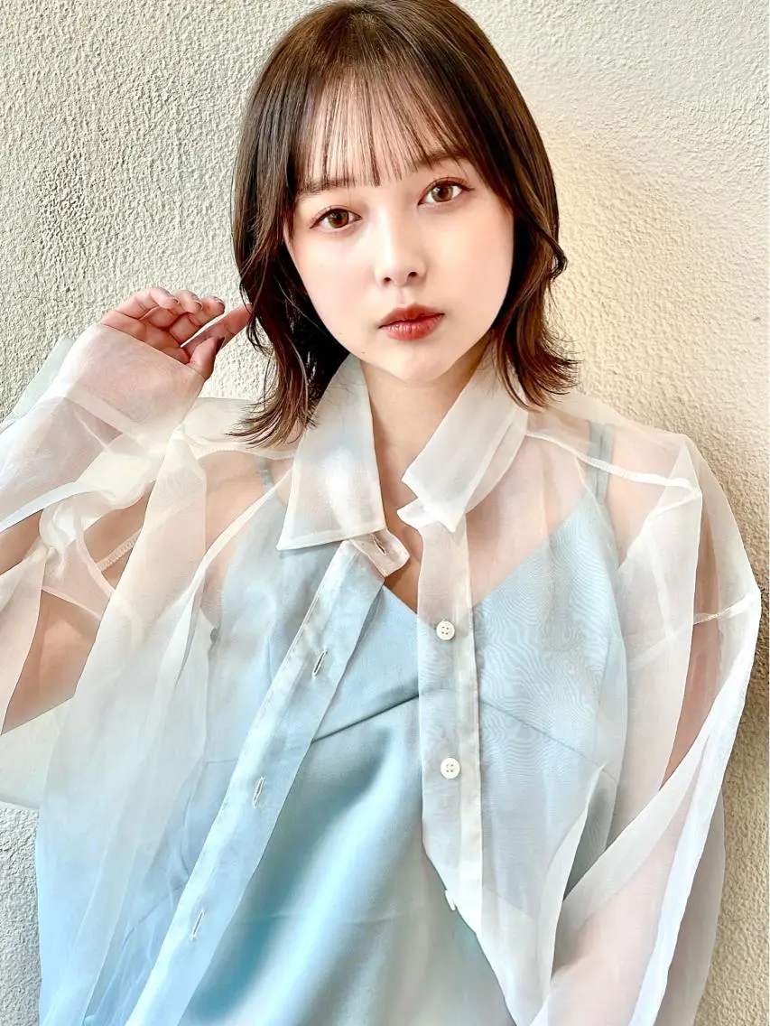 ミディアム 切りっぱなしボブ ショートボブ ボブ くびれヘア タンバルモリ 市原 大翼のヘアスタイル