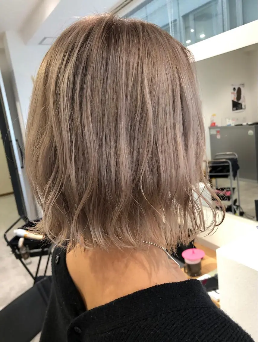 ミディアム カラー ヘアアレンジ ブリーチ 京都美容師 塩のヘアスタイル