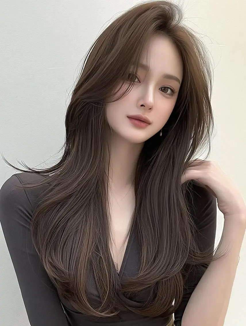 セミロング 顔周りカット 髪質改善 韓国風ヘア レイヤーカット ヘアカラー トリートメント FOCUS JAPAN2のヘアスタイル