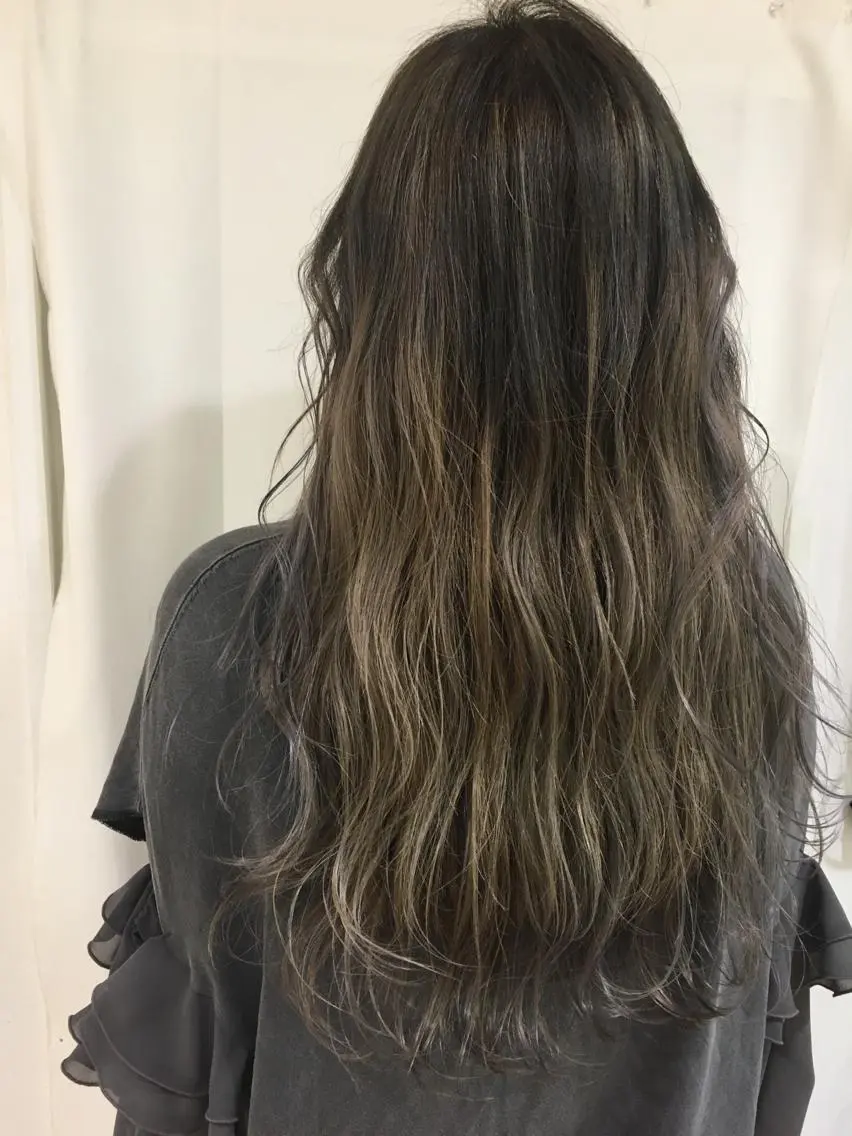 ロング カラー ヘアアレンジ きむえり/髪質改善 /うねり広がり改善のヘアスタイル