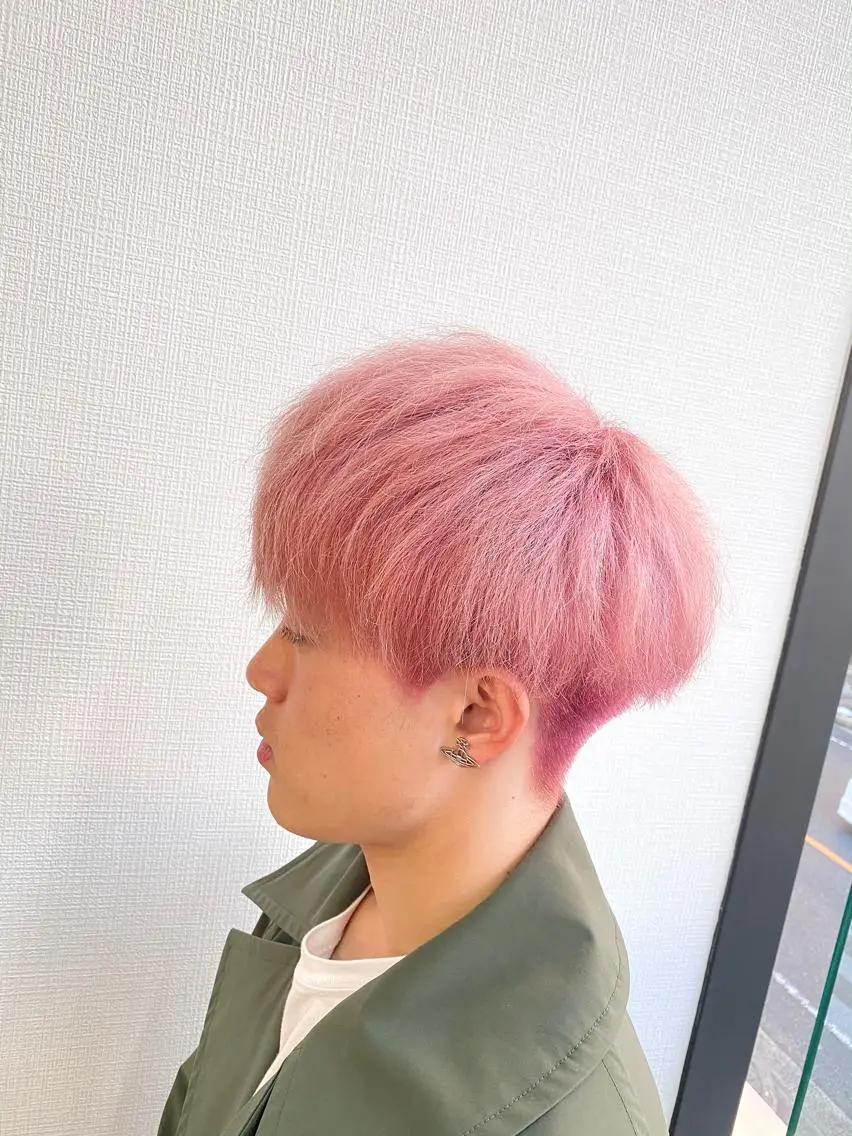 カラー メンズ メンズブリーチ ブリーチ ケアブリーチ ピンクカラー ヘアカラー トリートメント RAIA💎ケア ブリーチ&パーマ💎のヘアスタイル