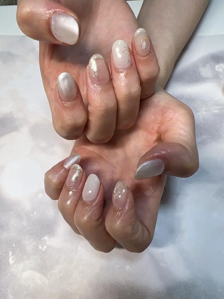 ネイル オーロラネイル シンプルネイル coco nailのネイルデザイン