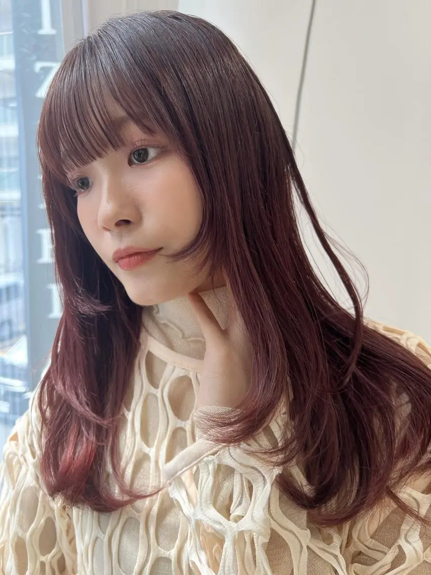 セミロング カット パーマ 透明感/地毛風カラー AYAKAのヘアスタイル