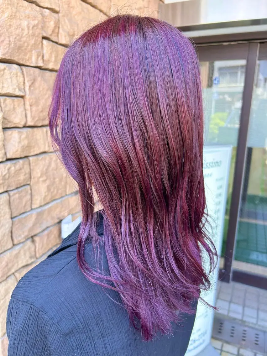 セミロング カラー ダブルカラー ピンクカラー バイオレットカラー 板倉 花連 💌リピーター様へ↓のヘアスタイル