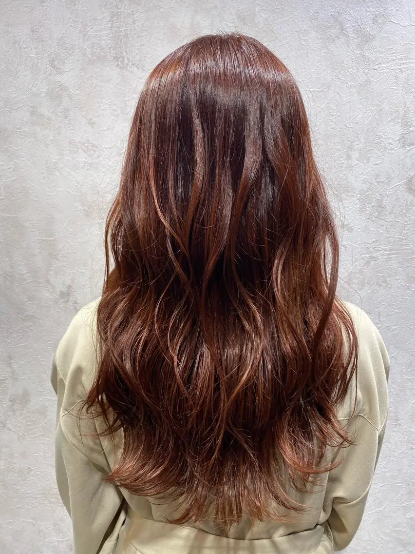 ロング カラー ヘアカラー かめい りなのヘアスタイル