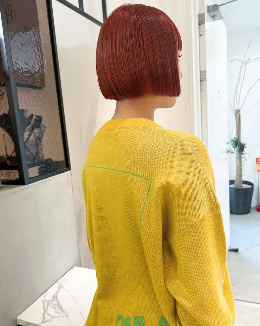 ショート カラー オレンジ ボブ カット ヘアカラー トリートメント 村上雅人 ナチュラルモードのヘアスタイル