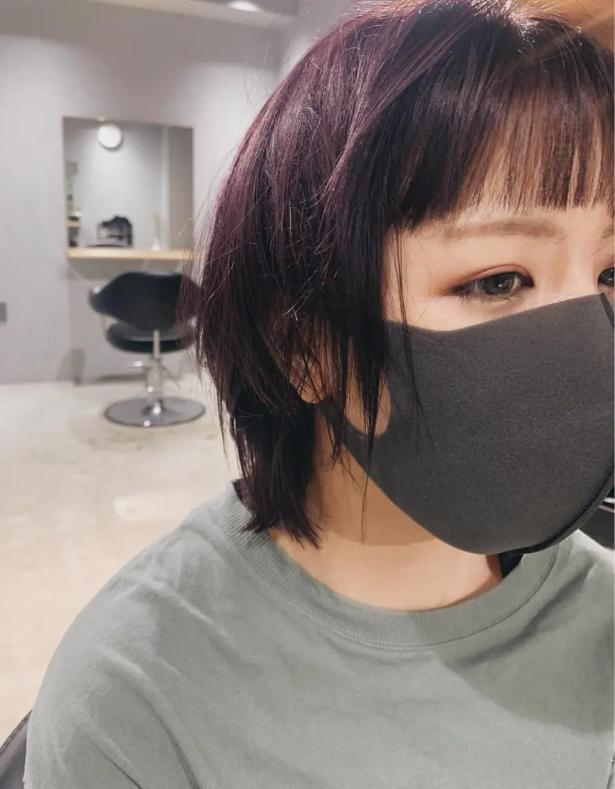 ミディアム カラー ヘアアレンジ ボブパーマコテ巻き風 パーマNo1深江秀平のヘアスタイル