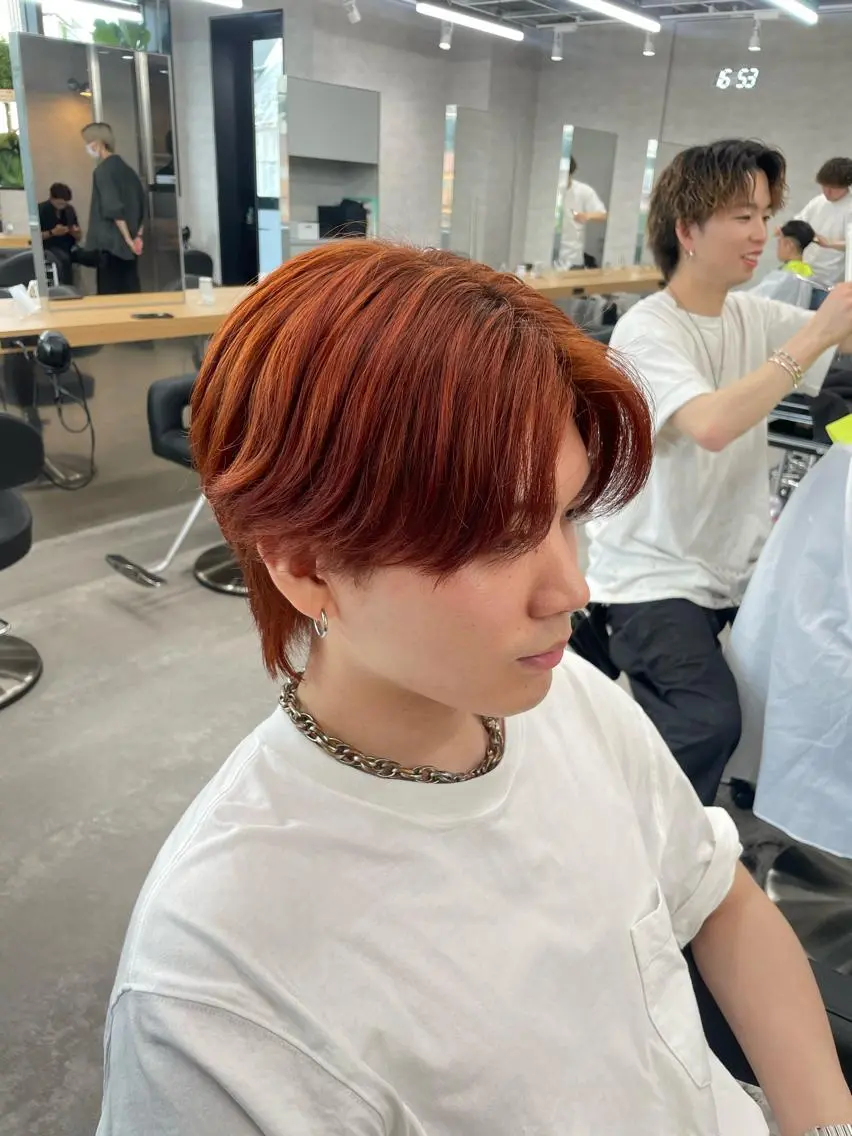 カラー メンズ メンズブリーチ ブリーチ オレンジ メンズ特化 🌟YURA🌟のヘアスタイル