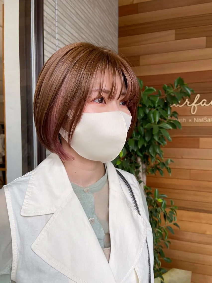 ショート カラー インナーカラー ピンクカラー ヘアカラー 【AMANEQ】 yuka🦋のヘアスタイル