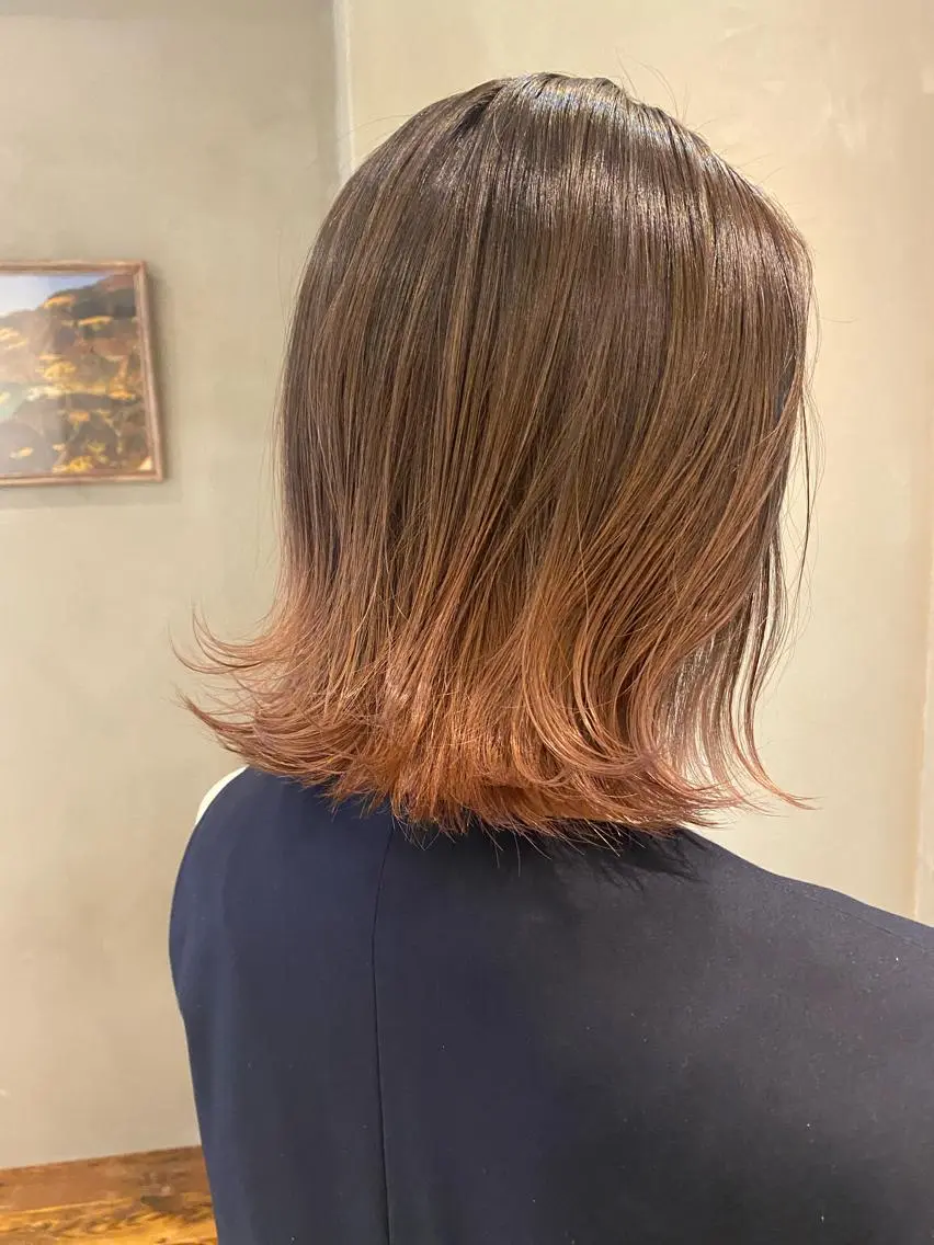 ミディアム カット ヘアカラー トリートメント 新宿/顔周りカット +レイヤー＝しずく♩のヘアスタイル