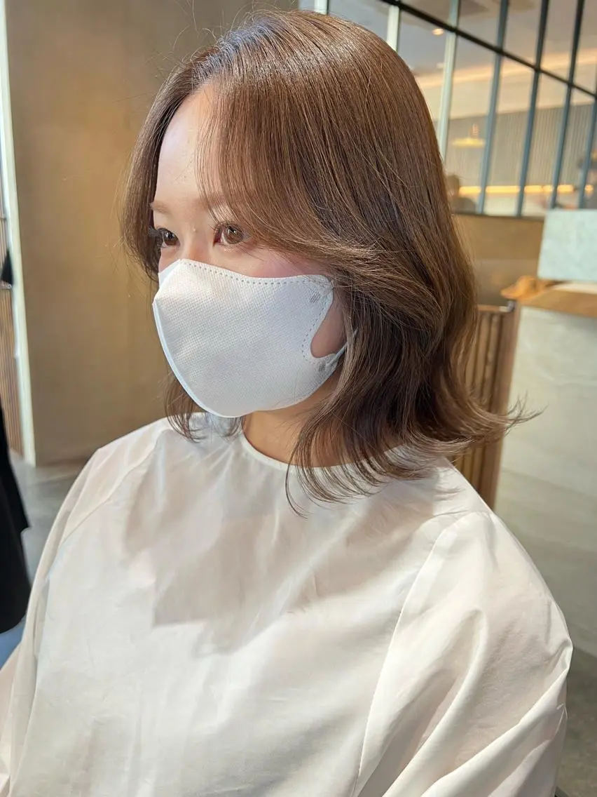 ミディアム カラー カット ヘアカラー トリートメント ヘアセット 韓国レイヤー🇰🇷 韓国研修◎渋谷カイトのヘアスタイル
