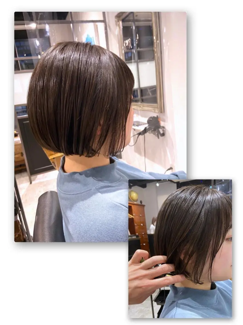ショート カラー ブラウンカラー ボブ ショートヘア 小顔カット 外ハネヘア カット ヘアカラー トリートメント 二児のパパで店長な 戸田健治のヘアスタイル