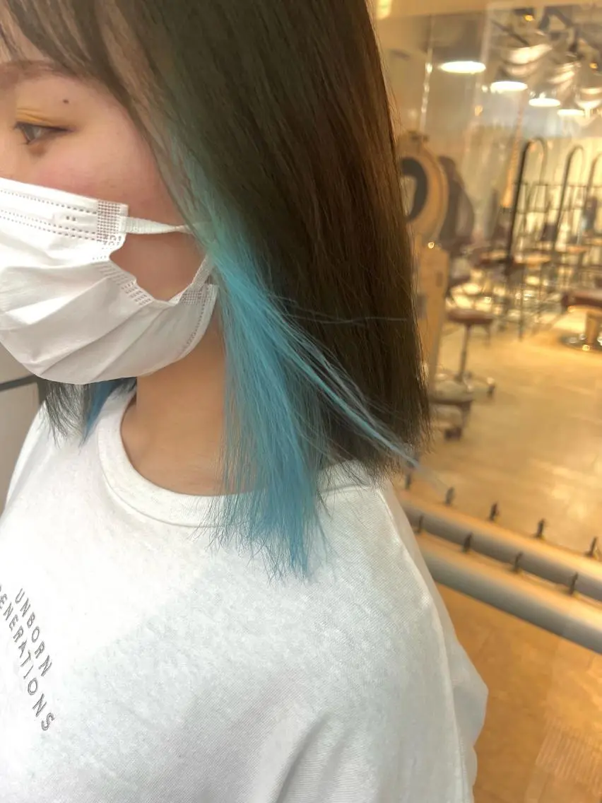 ミディアム カラー ヘアアレンジ ヘアカラー トリートメント ヘッドスパ ヘアセット 🌈インナーカラー ‘ショウマ’🌈のヘアスタイル