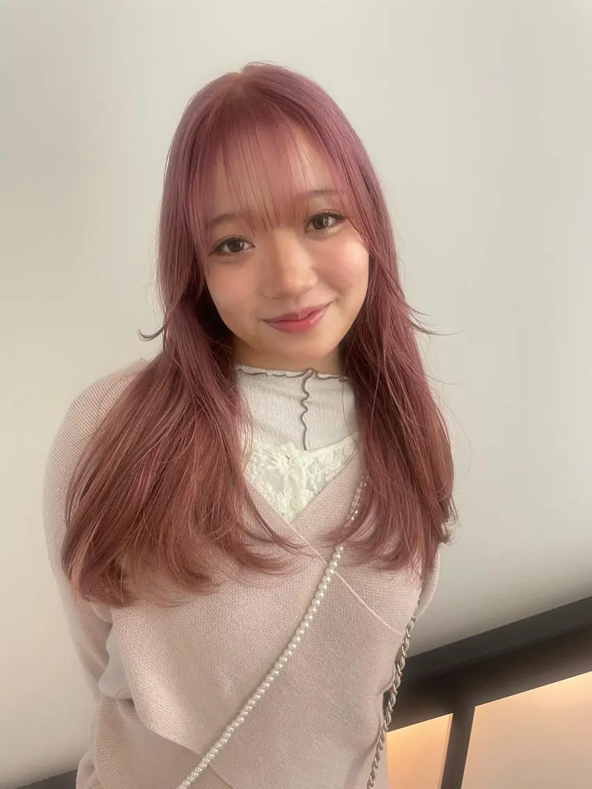 ロング カラー ピンクカラー パープルカラー センターパート/カラ ーメッシュ📍ユリのヘアスタイル