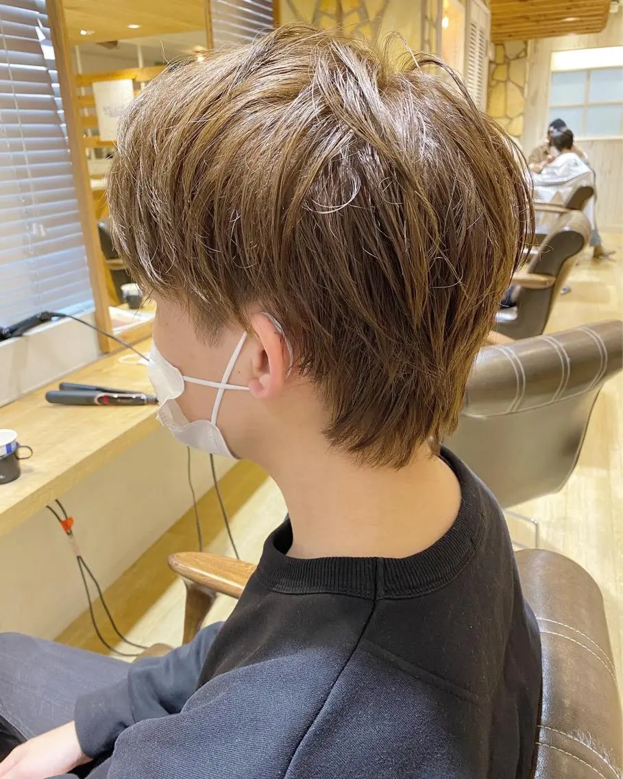 ミディアム メンズ カット ヘアカラー kawabe maikoのヘアスタイル