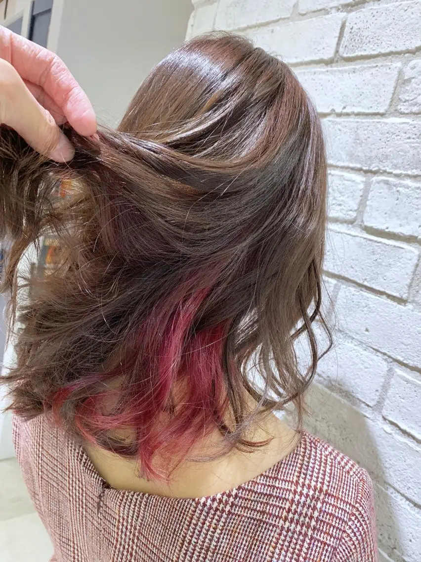 ミディアム カラー パーマ ヘアアレンジ インナーカラー ピンクカラー ヘアカラー トリートメント 縮毛矯正/美髪 髪質改善/石田幸輔のヘアスタイル