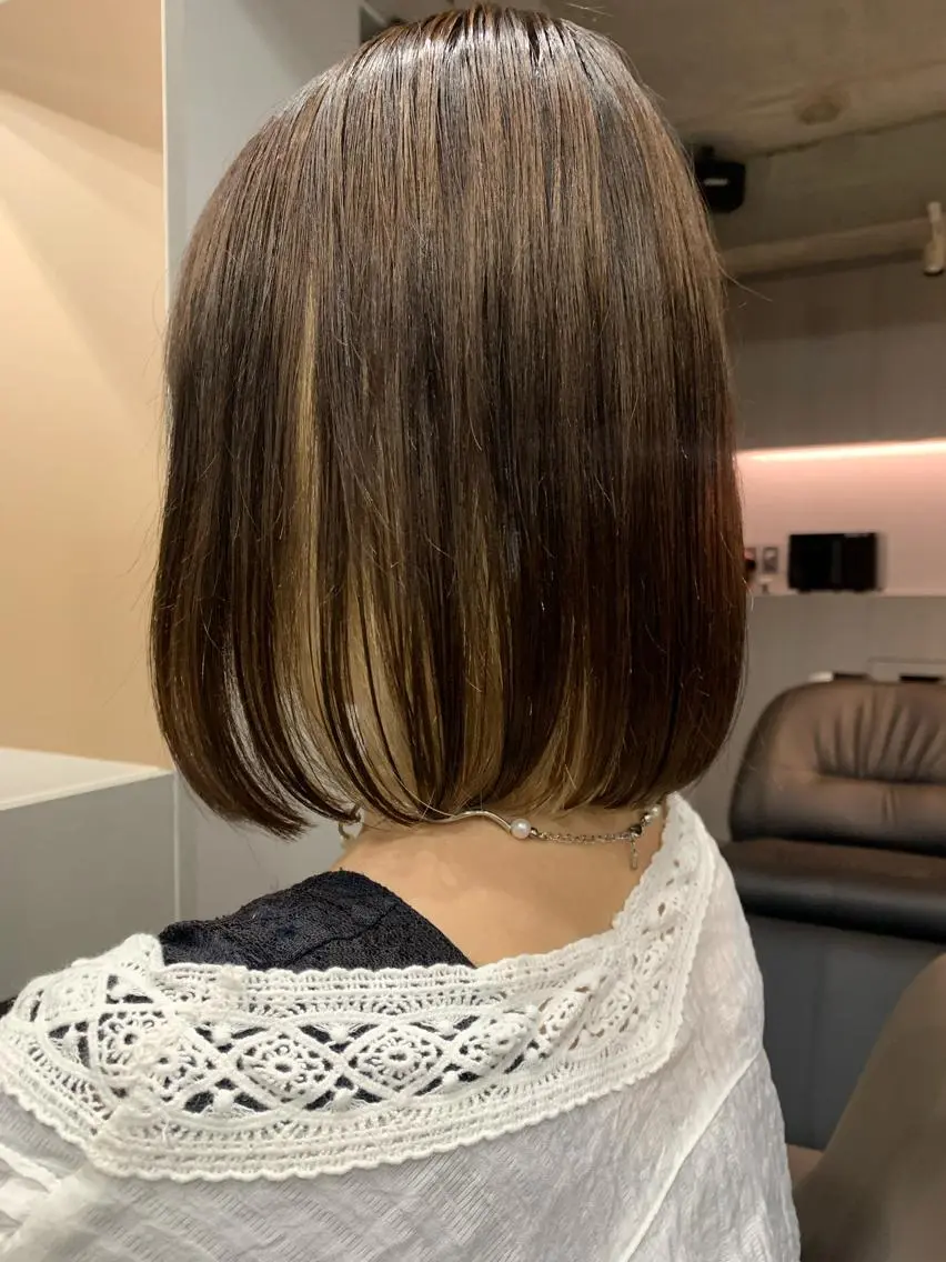 ミディアム カラー ボブパーマコテ巻き風 パーマNo1深江秀平のヘアスタイル