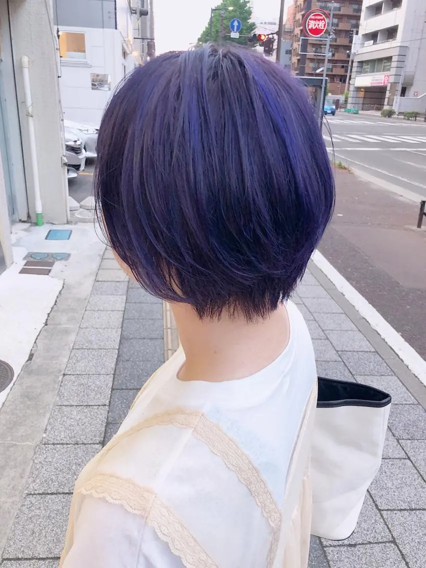 ショート パープルカラー ハイライト 🔥メンズ特化美容師 NAOTO🔥のヘアスタイル