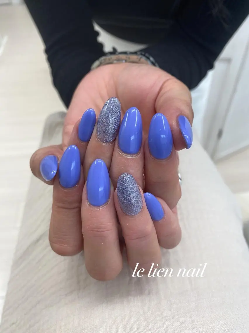 ネイル ブルー ラメ(グリッター) ワンカラーネイル le lien nailのネイルデザイン