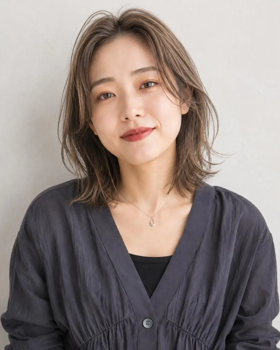 ミディアム ブリーチなし透明感 カラー🌷宮部楓奈のヘアスタイル