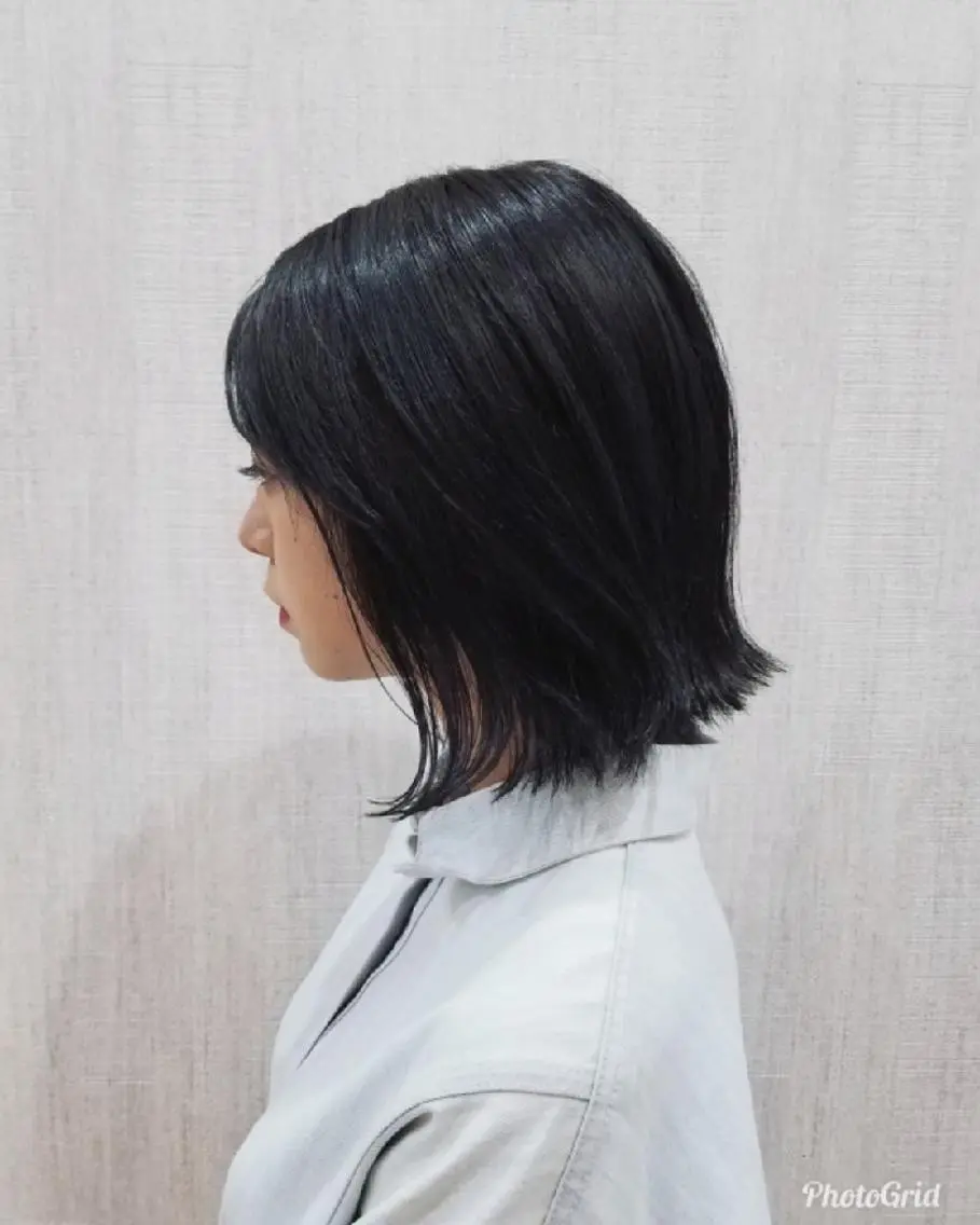 ミディアム カラー 切りっぱなしボブ ボブ レイヤー×艶髪特化 代表　西村功平のヘアスタイル