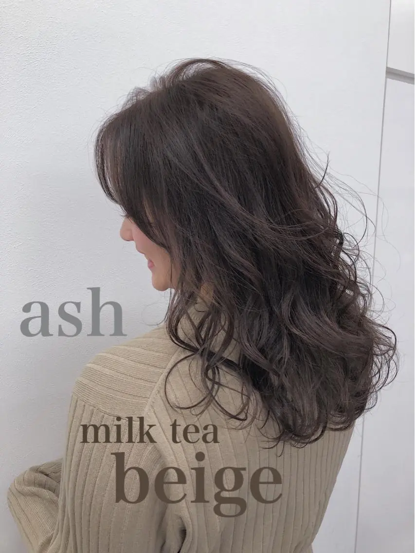 ミディアム カラー ヘアアレンジ 柔らかbeige モトキのヘアスタイル