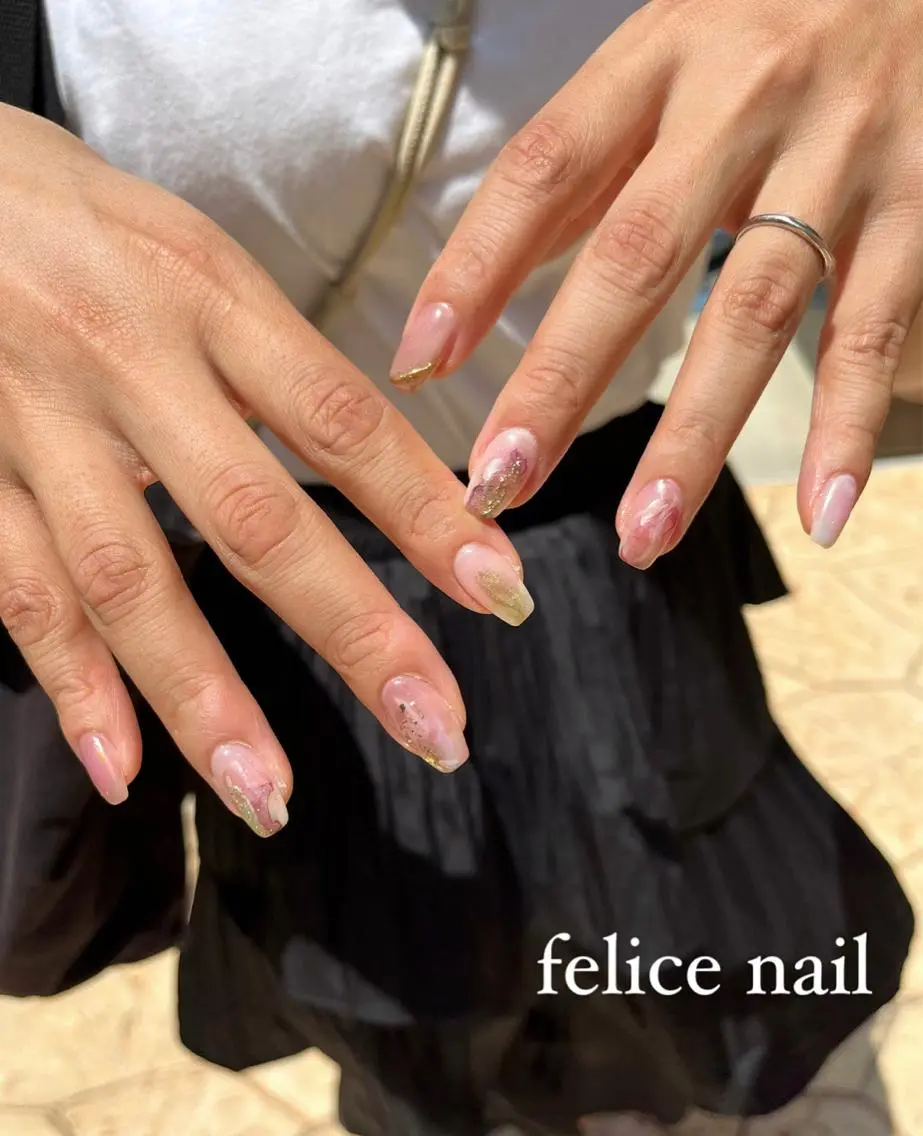 ネイル ジェルネイル マグネットネイル ニュアンスネイル 夏ネイル felice nailのネイルデザイン