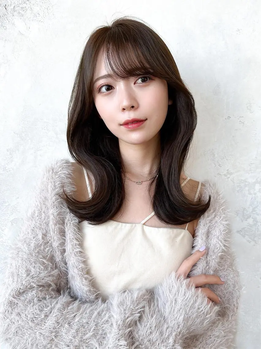 セミロング カラー ベージュカラー ブラウンカラー ブラウンベージュ くびれヘア 顔周りカット 顔周り/くびれヘア 韓国ヘア💕風間るなのヘアスタイル