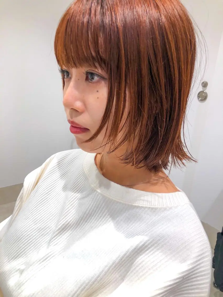 ショート カラー オレンジ ボブ カット ヘアカラー トリートメント センスをお届けします 大谷将生infpのヘアスタイル