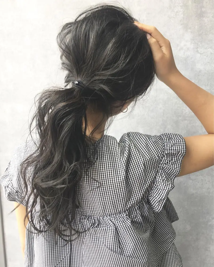 ロング カラー ブルーカラー ブルージュ レイヤーカット BLend 渋谷のヘアスタイル