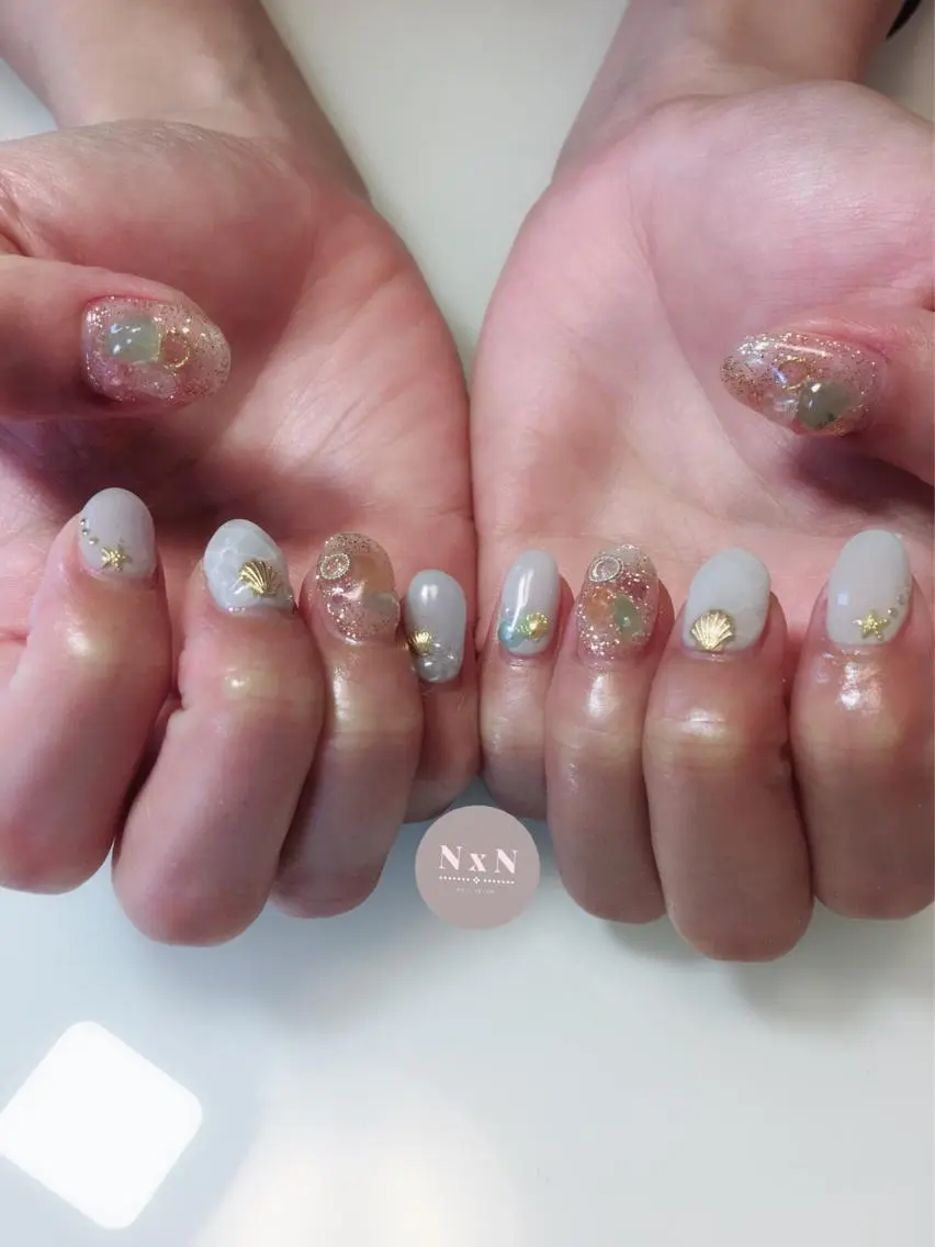 ネイル ジェルネイル ぷっくりネイル 夏ネイル nail salon N×Nのネイルデザイン