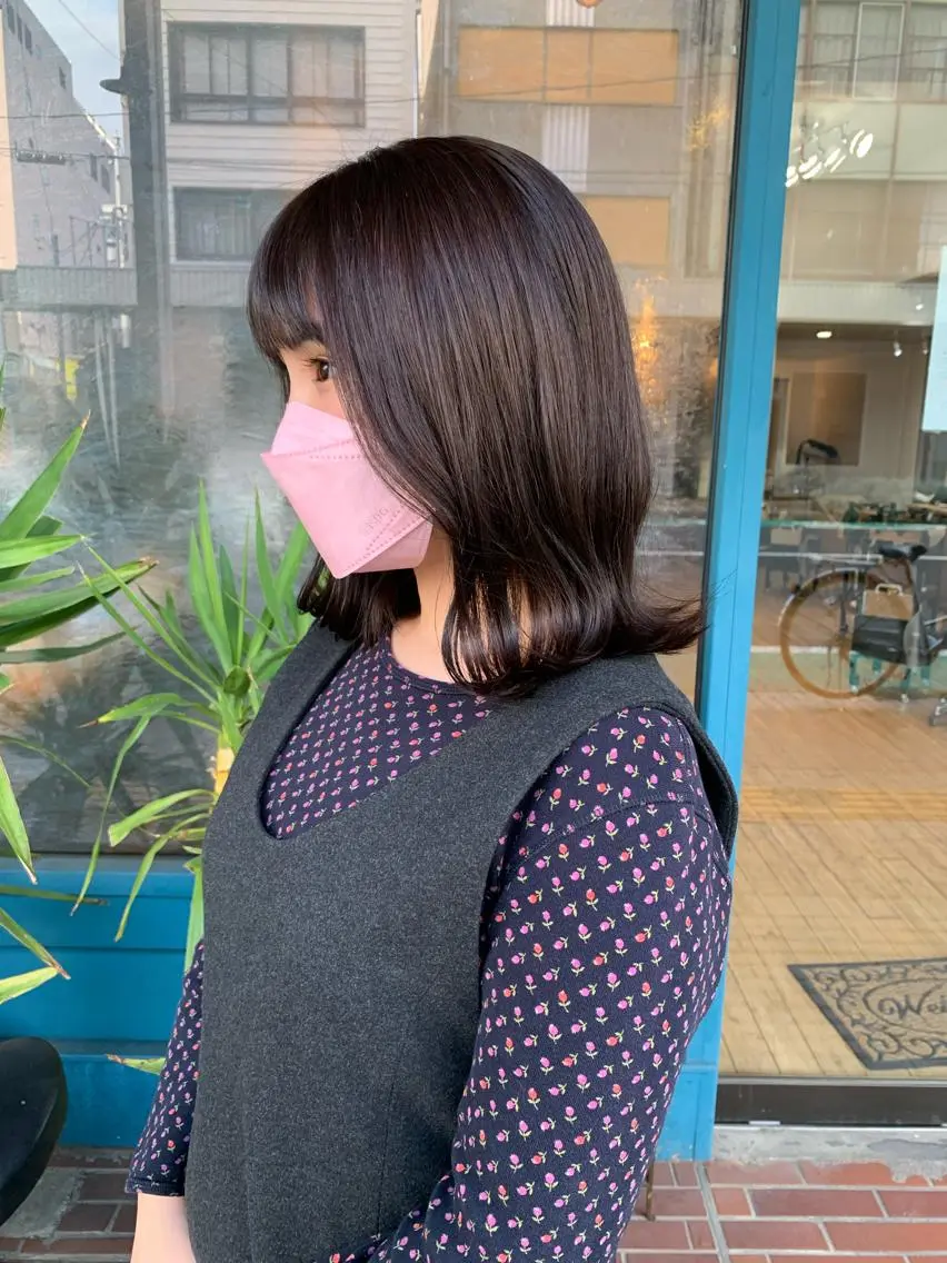 セミロング ラベンダーブラウン ヘアカラー Loa misakiのヘアスタイル