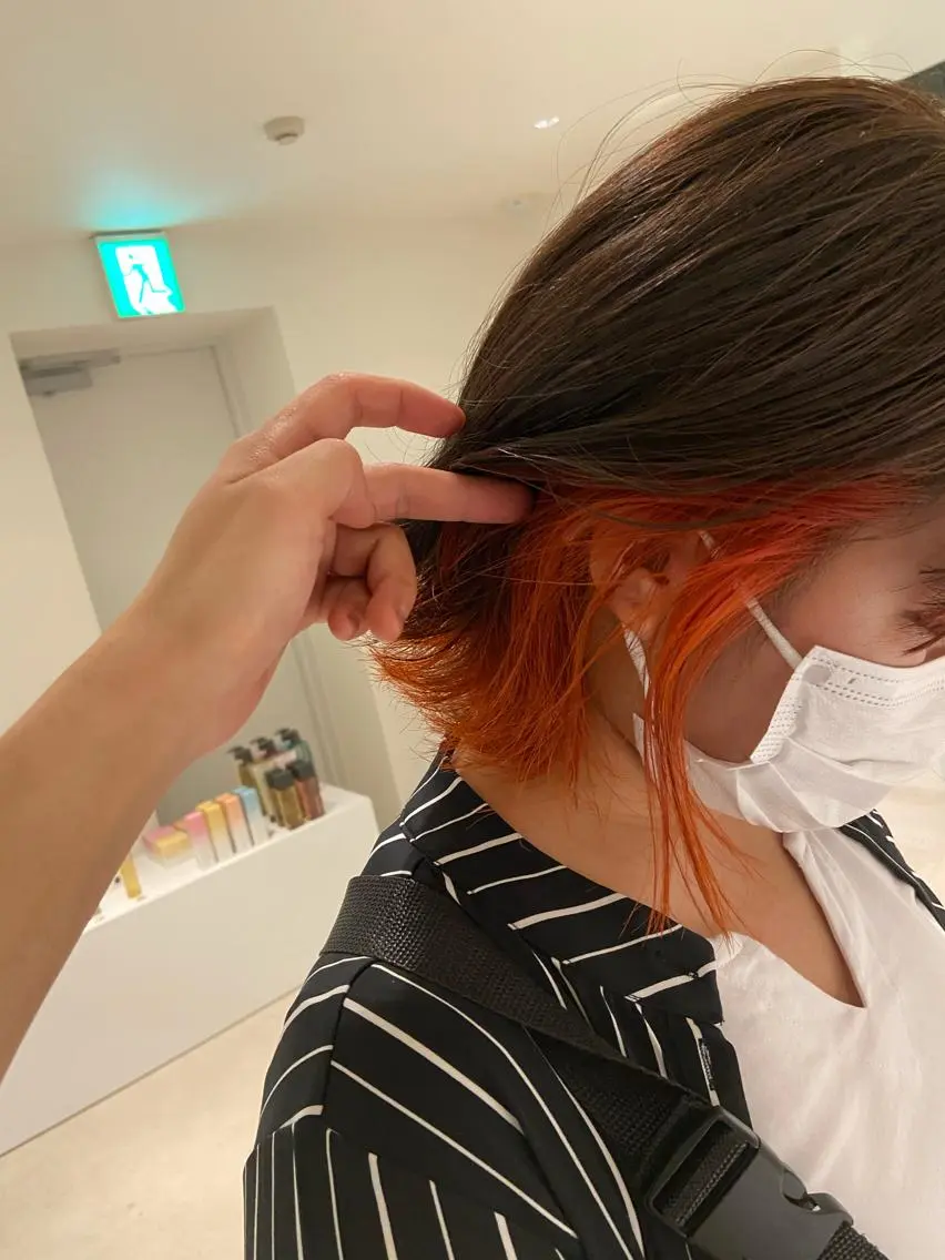 ミディアム カラー ブリーチ オレンジ ヘアカラー トリートメント 似合わせcut 🔥yutakaのヘアスタイル