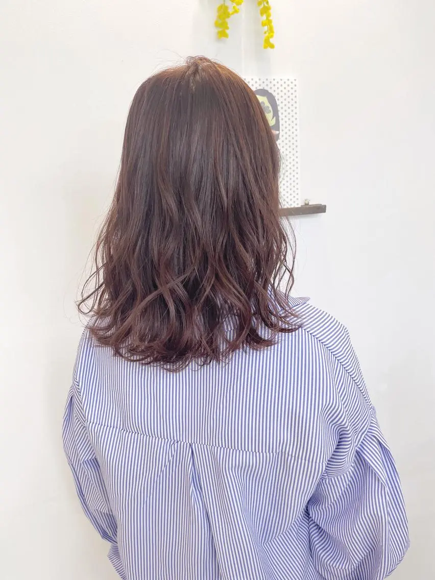 ミディアム カラー ブラウンカラー オレンジ オレンジブラウン 花田 綾のヘアスタイル
