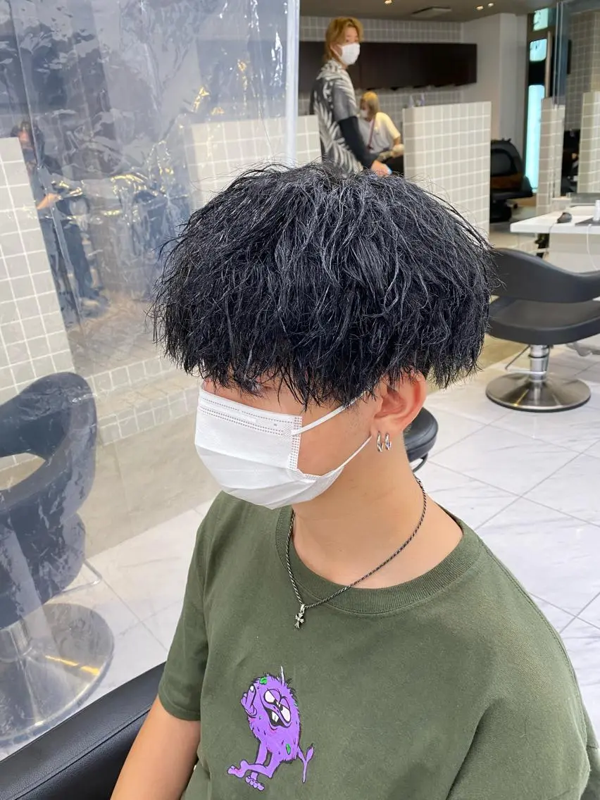 セミロング パーマ ヘアアレンジ メンズ メンズ特化 水口湧太のヘアスタイル