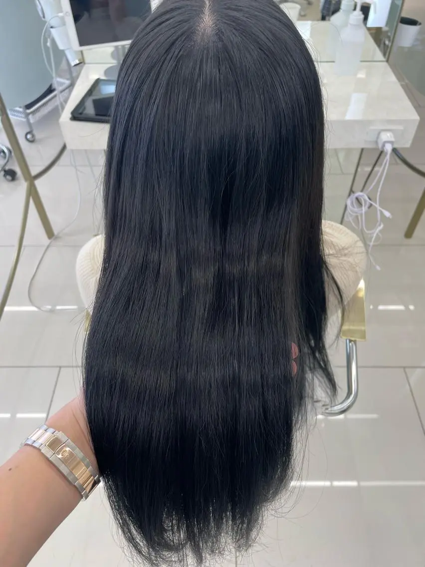 ロング カラー 黒髪 ブルーカラー ブルーブラック ヘアカラー トリートメント COA GINZA 空也/前髪/顔まわりのヘアスタイル
