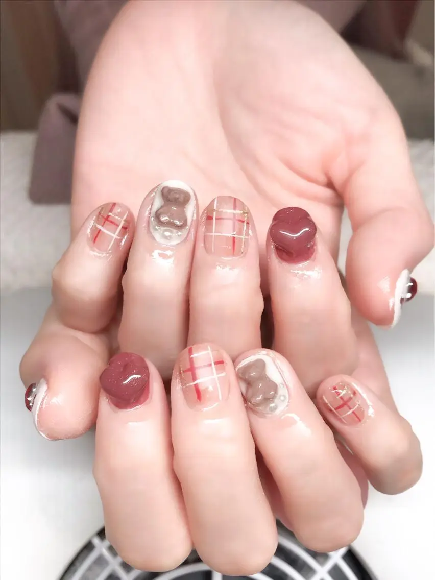 ネイル ジェルネイル ガーリー ハート Nyanco Nailのネイルデザイン