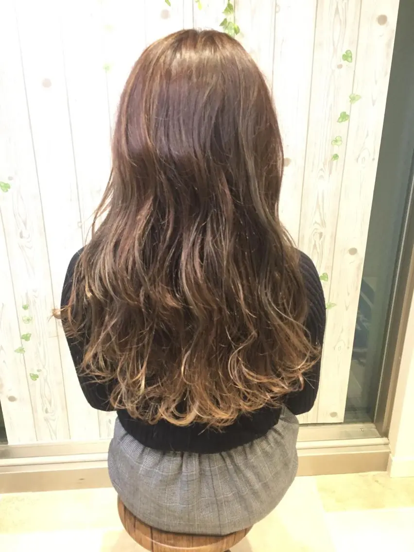 ロング カラー ヘアアレンジ グレージュ ハイライトカラー ハイライト メンズパーマ特化/ メッシュ/薫/店長のヘアスタイル