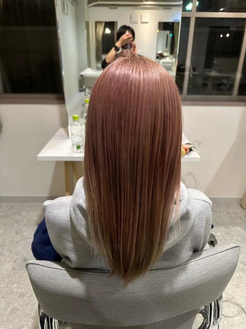 ロング カラー ベージュカラー ピンクカラー ピンクベージュ 馬渕 拓海のヘアスタイル