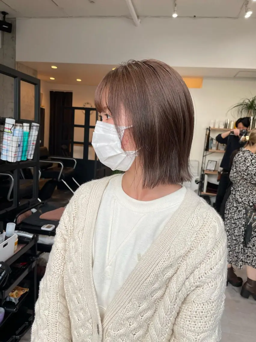 ショート ラベンダーベージュ ヘアカラー トリートメント ✨透明感カラー/縮毛 恵比寿HAYATO✨のヘアスタイル