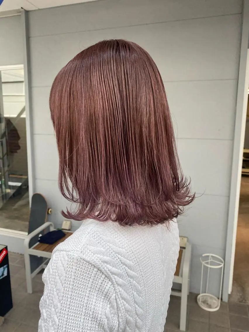 ミディアム カラー ヘアアレンジ ベージュカラー ピンクカラー ピンクベージュ カット ヘアカラー トリートメント lani ブリーチ /ダブルカラーのヘアスタイル