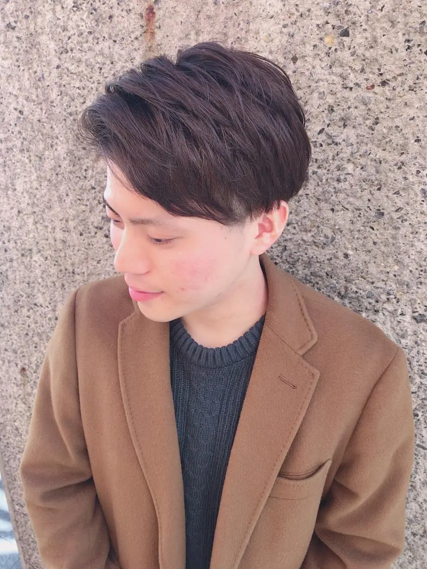 ショート カラー パーマ ヘアアレンジ メンズ アップバング カット ちこ .のヘアスタイル