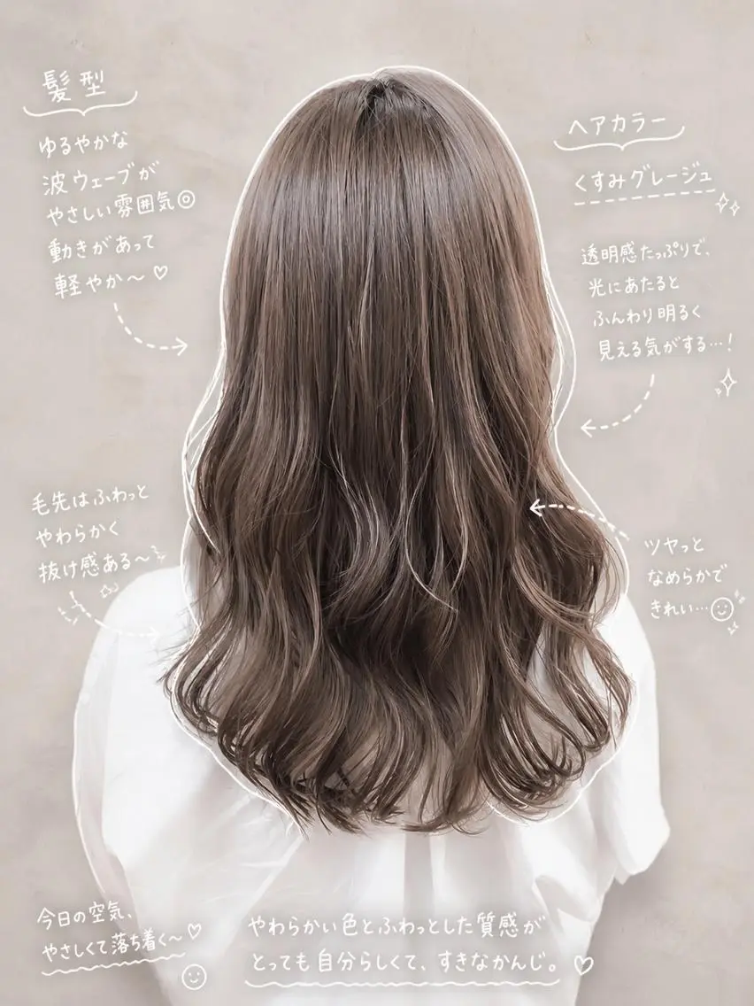 ロング カラー ブリーチ 透明感カラー ダブルカラー グレージュ ブリーチなしカラー カット ヘアカラー トリートメント グレージュ×レイヤー 藤生 和宏のヘアスタイル